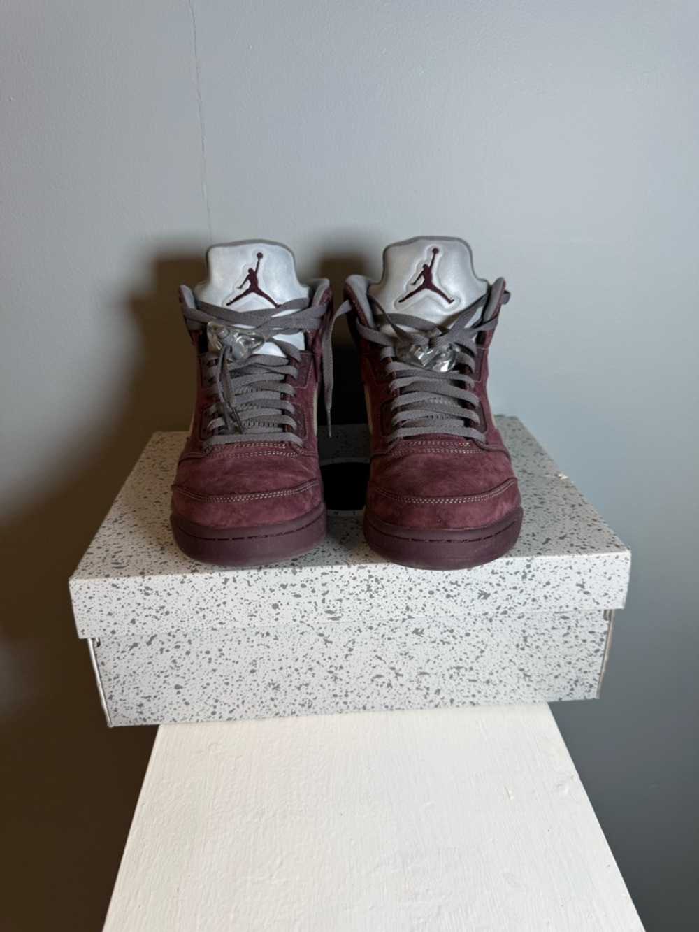 Jordan Men's High-Top Sneakers - Burgundy and Gray
